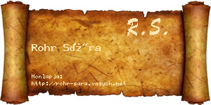 Rohr Sára névjegykártya