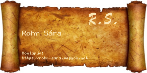 Rohr Sára névjegykártya