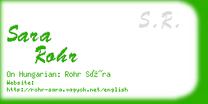 sara rohr business card